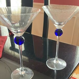 Elegant Martini Glasses with Blue Accent. 9 inches 
New
